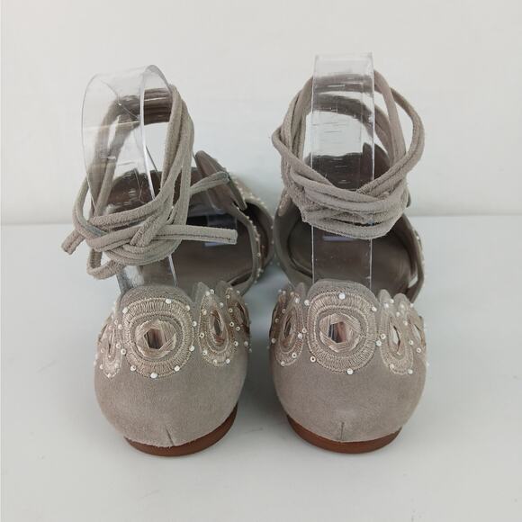 Tory Burch SZ 6.5 Yasmin d'Orsay Point Toe Flats Dust Storm Beading Embroidery - Picture 4 of 9